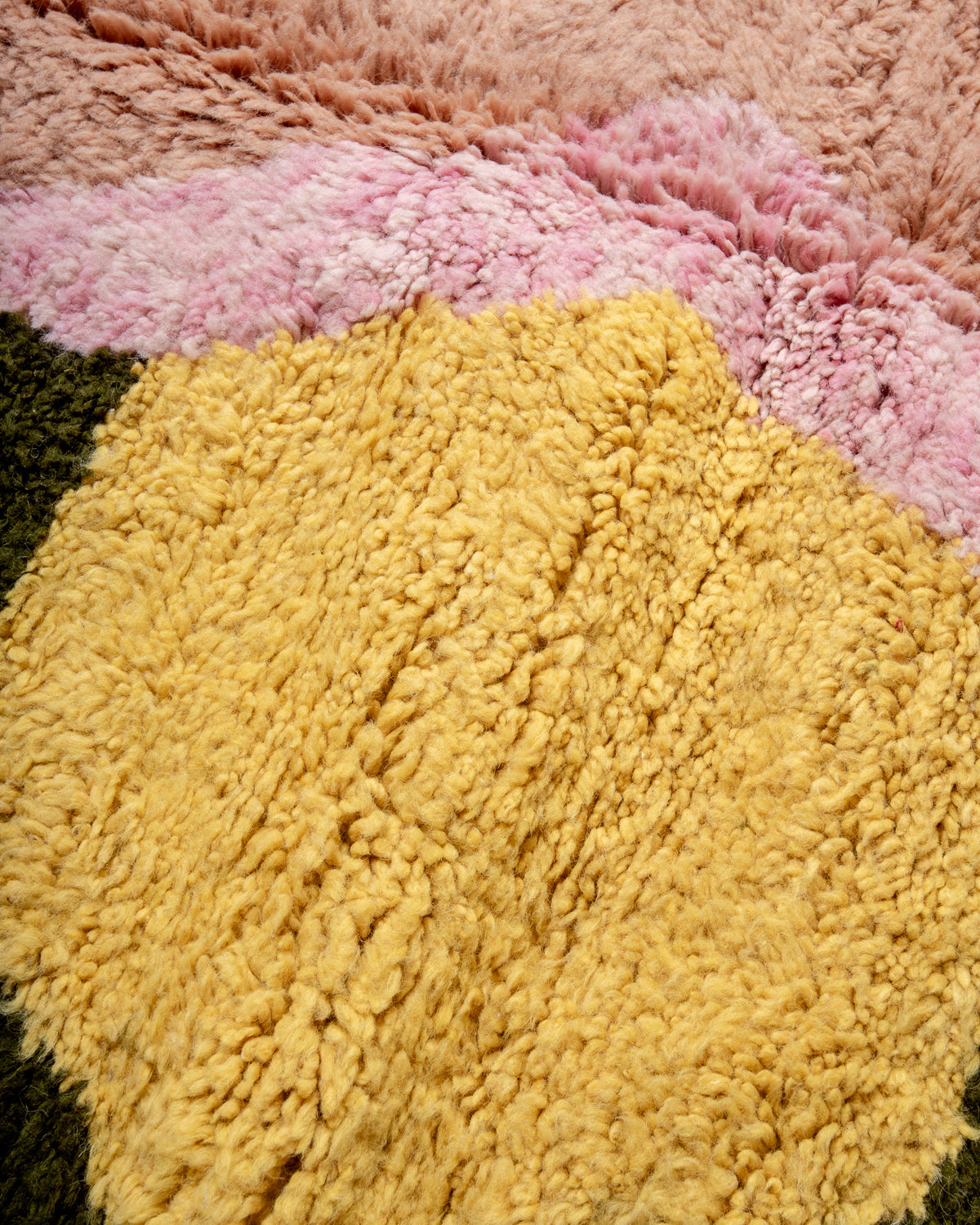 Modern, designer, handcrafted Berber rug from Morocco. Beniourain carpet with beautiful colours and patterns and fluffy wool texture.